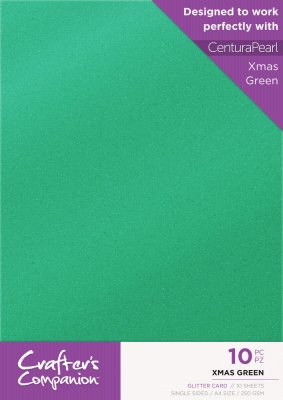 Crafters Companion A4 Glitter Card Pack - Xmas Green (10 sheets)