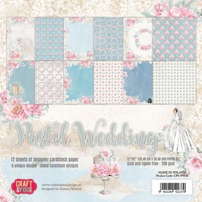 Craft & You 12”x12” Paper Pad - Pastel Wedding (12 sheets)