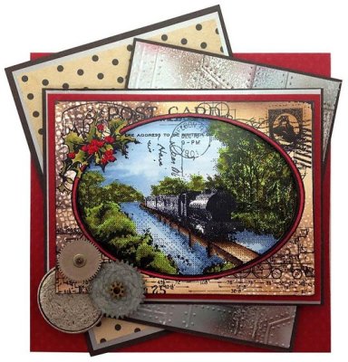 Stampendous Cling Stamp - Train Postcard