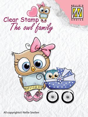 Nellies Choice Clear Stamps - The Owl Family Mother with Baby
