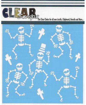Clear Scraps 6"x6" Stencils - Happy Skeletons