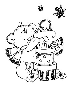 Nellie Snellen Christmas Time Clear Stamp - Present Bear
