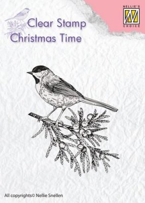 Nellies Choice Clear Stamps - Christmas Time Branch with Bird