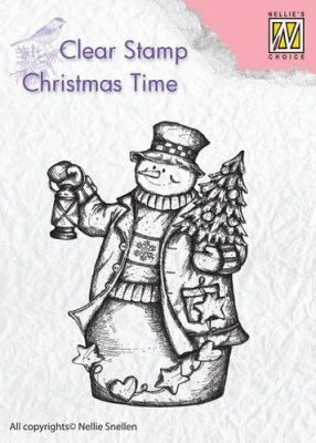 Nellies Choice Clear Stamp - Christmas Time Snowman+Lantern