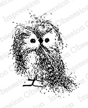 Impression Obsession Rubber Stamp - Feathery Owl Small