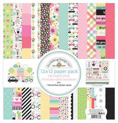 Doodlebug Design 12”x12” Paper Pack - My Happy Place (13 sheets)