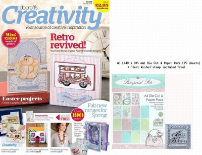 DOCRAFTS CREATIVITY! MAGAZINE ISSUE 26 MAR/APR 2011 - INCLUDES FREE A6 PAPER & DIE CUTS PAPER PACK AND CLEAR STAMP!!!