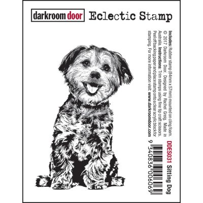 Darkroom Door 3"x2" Cling Stamp - Sitting Dog