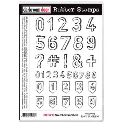 Darkroom Door 7"x5" Cling Stamps - Sketched Numbers