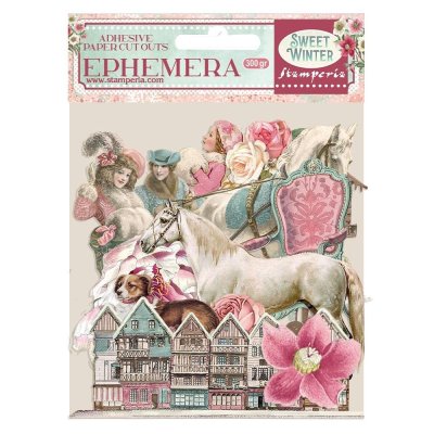 Stamperia Cardstock Ephemera Adhesive Paper Cut Outs - Sweet Winter