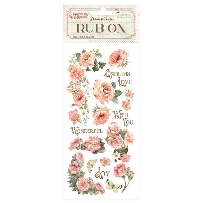 Stamperia 4”x8,5” Rub-On Pack - House of Roses Writings and Roses