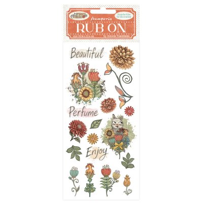 Stamperia 4”x8,5” Rub-On Pack - Furry Friends Flowers