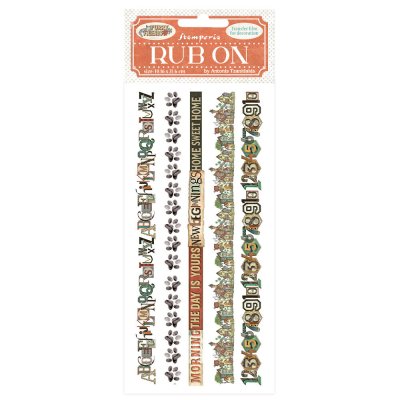 Stamperia 4”x8,5” Rub-On Pack - Furry Friends Stripes