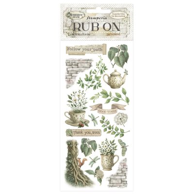 Stamperia 8,33”x2,36” Rub-On Pack - Herbarium Silvae Tea Time