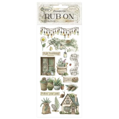 Stamperia 8,33”x2,36” Rub-On Pack - Herbarium Silvae Cottage