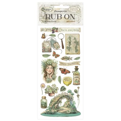 Stamperia 8,33”x2,36” Rub-On Pack - Herbarium Silvae Bridge