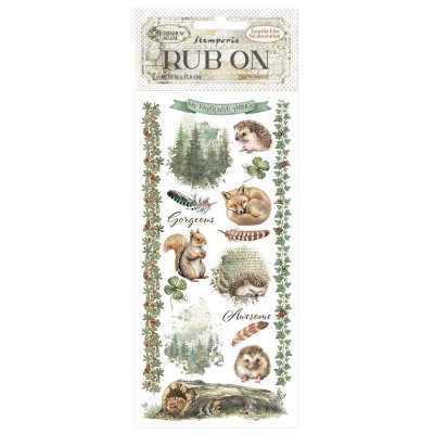 Stamperia 8,33”x2,36” Rub-On Pack - Herbarium Silvae Forest