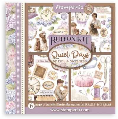 Stamperia 6,1”x6,1” Rub-On Assortment - Quiet Days (6 sheets)