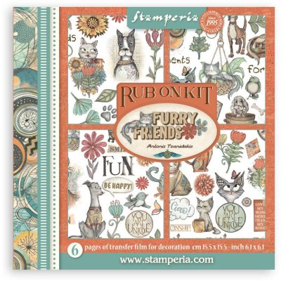 Stamperia 6,1”x6,1” Rub-On Assortment - Furry Friends