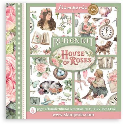 Stamperia 15,5x15,5cm Rub-On Assortment - House of Roses