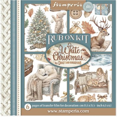 Stamperia 15,5x15,5cm Rub-On Assortment - White Christmas (6 sheets)
