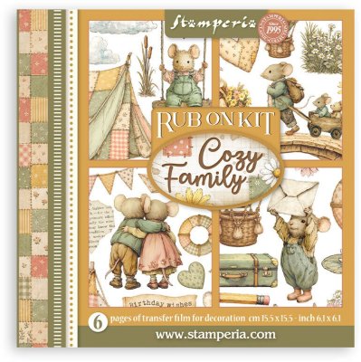 Stamperia 15,5x15,5cm Rub-On Assortment - Cozy Family (6 sheets)