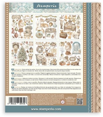 Stamperia Rub-On 20,5x23cm Assortment - White Christmas (6 sheets)
