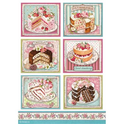 Stamperia A4 Rice Paper Sheet - Sweety Patisserie