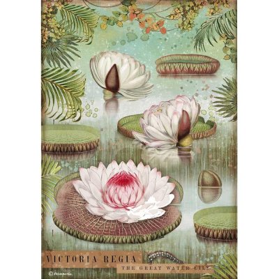 Stamperia A4 Rice Paper Sheet - Amazonia Water Lily