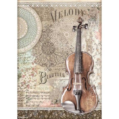 Stamperia A4 Rice Paper Sheet - Passion Violin