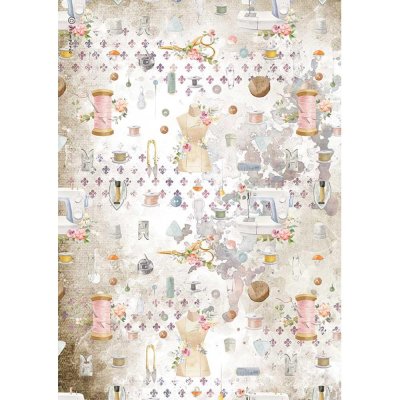 Stamperia A4 Rice Paper Sheet - Romantic Threads Embellishment