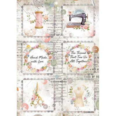 Stamperia A4 Rice Paper Sheet - Romantic Threads Mini Cards