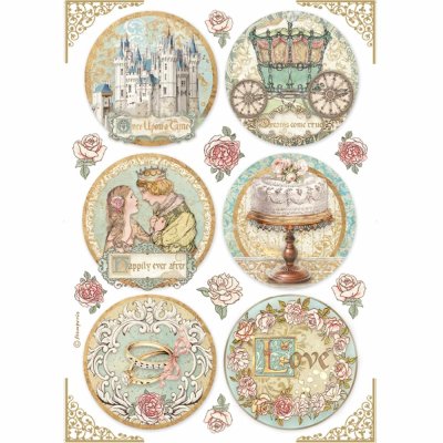 Stamperia A4 Rice Paper - Sleeping Beauty Rounds