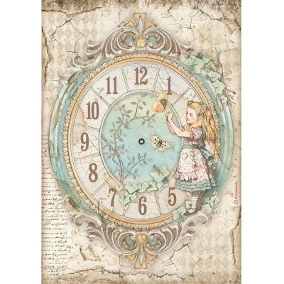 Stamperia A4 Rice Paper - Alice Clock