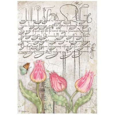 Stamperia A4 Rice Paper - Romantic Garden House Tulips