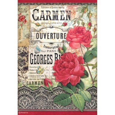 Stamperia A4 Rice Paper Sheet - Desire Carmen Ouverture