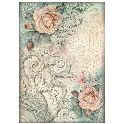 FÖRBESTÄLLNING! Stamperia A4 Rice Paper Sheet - Brocante Antiques Roses