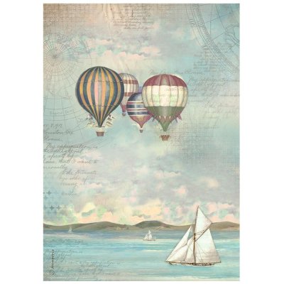 FÖRBESTÄLLNING! Stamperia A4 Rice Paper Sheet - Sea Land Balloons