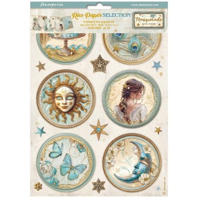 Stamperia A4 Rice Paper Selection - Masquerade (6 sheets)
