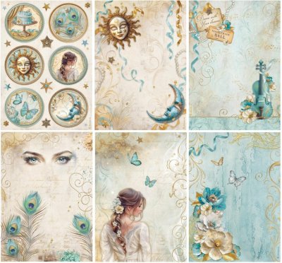 Stamperia A4 Rice Paper Selection - Masquerade (6 sheets)