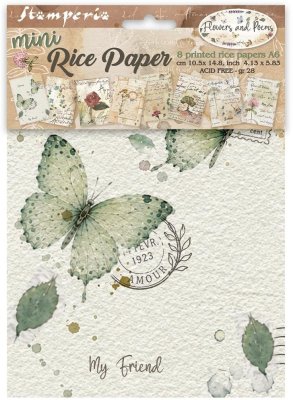 Stamperia Assorted A6 Rice Paper - Flowers and Poems (8 sheets)