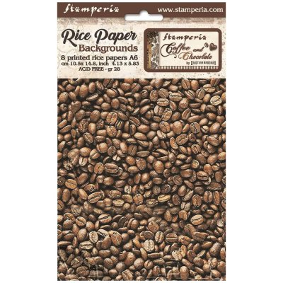 Stamperia Assorted A6 Rice Paper - Coffee And Chocolate Backgrounds (8 sheets)