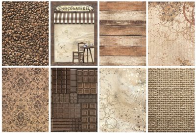 Stamperia Assorted A6 Rice Paper - Coffee And Chocolate Backgrounds (8 sheets)