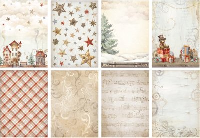 Stamperia A6 Rice Paper Backgrounds - Gear up for Christmas (8 sheets)