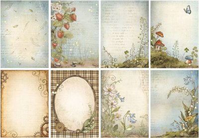 Stamperia A6 Rice Paper Backgrounds - Hidden Grove (8 sheets)