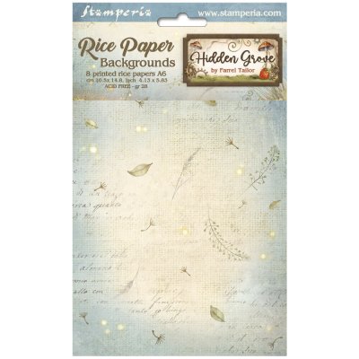 Stamperia A6 Rice Paper Backgrounds - Hidden Grove (8 sheets)