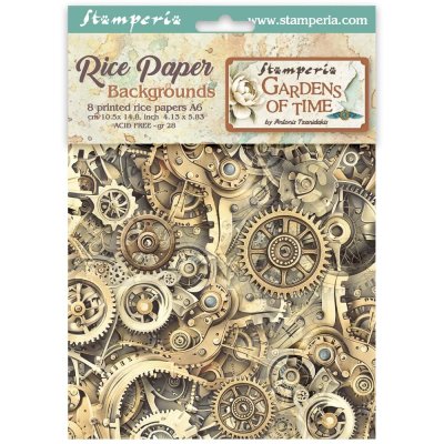 Stamperia A6 Mini Rice Paper Pack - Gardens of Time Backgrounds Selection