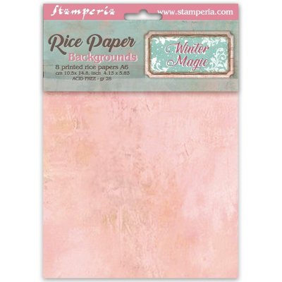Stamperia A6 Rice Paper Backgrounds Selection - Winter Magic (8 sheets)