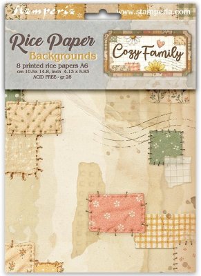 Stamperia Assorted A6 Rice Paper Backgrounds - Cozy Family (8 sheets)