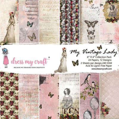 Dress My Crafts 6"x6" Single-Sided Paper Pad - My Vintage Lady (24 sheets)